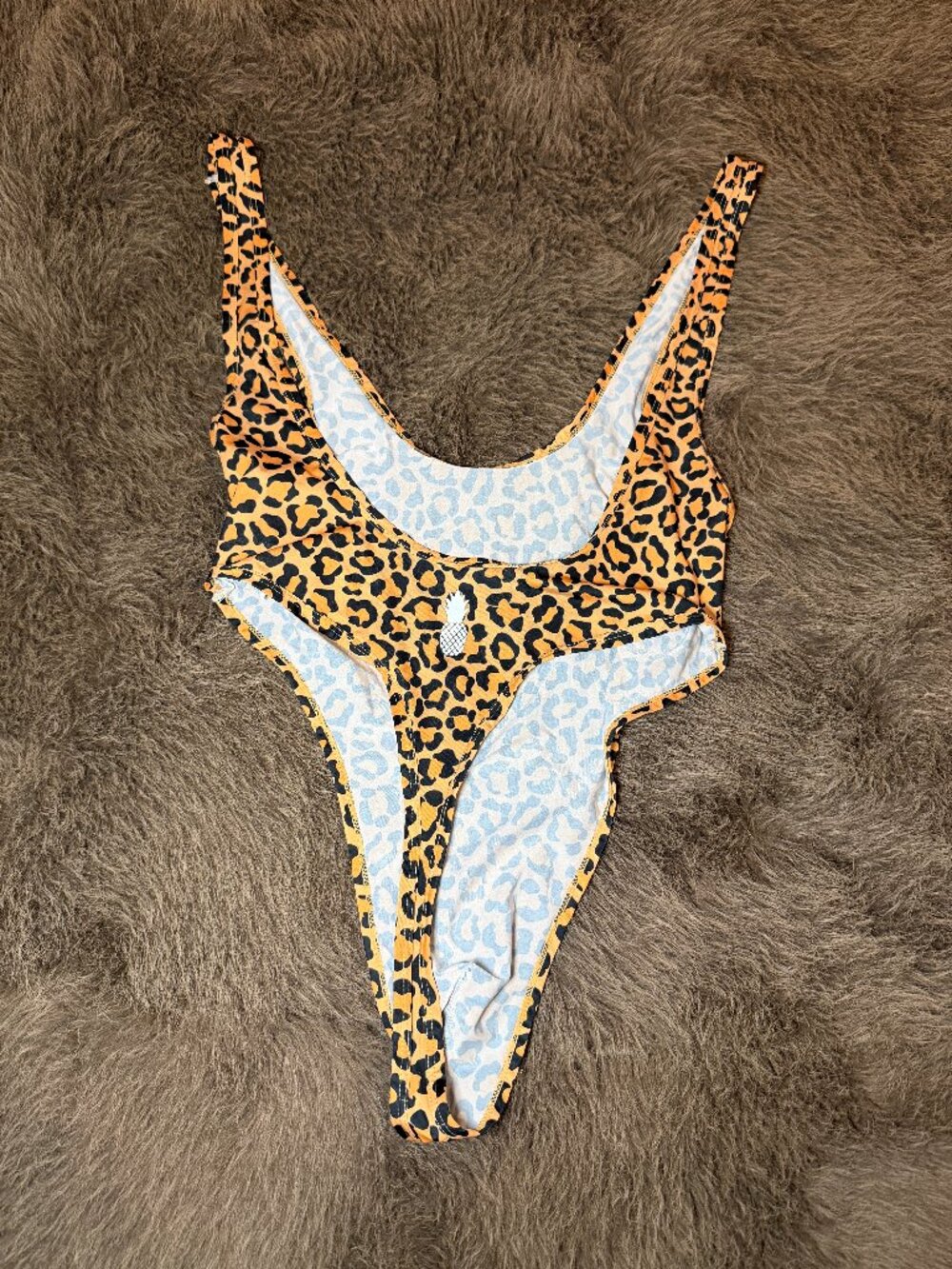 JJ Malibu Men's Thong Singlet Leopard Print Size Medium One Piece Swimwear